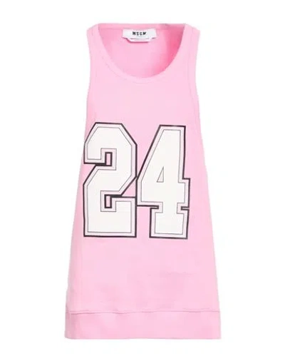Msgm Woman Tank Top Pink Size S Cotton