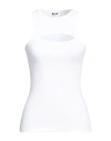 Msgm Embroidered-logo Ribbed Tank Top In White