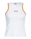 Msgm Cotton Jersey Logo & Profile Tank Top In White