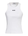 Msgm Woman Tank Top White Size M Cotton, Elastane