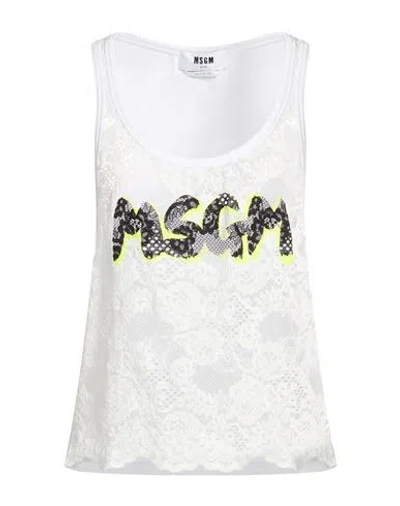 Msgm Woman Tank Top White Size S Cotton