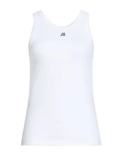 Msgm Woman Tank Top White Size S Cotton, Elastane