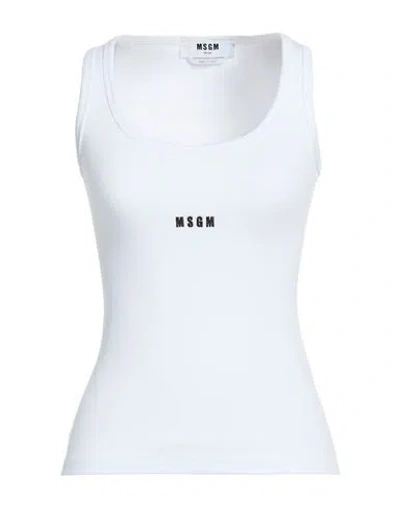 Msgm Woman Tank Top White Size S Cotton, Elastane