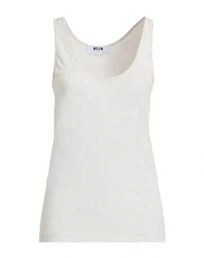 Msgm Woman Tank Top White Size Xs Cotton
