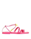 Msgm Woman Thong Sandal Fuchsia Size 6 Leather In Pink