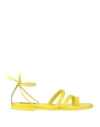 Msgm Woman Thong Sandal Yellow Size 11 Leather In Yellow