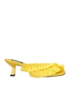 Msgm Woman Thong Sandal Yellow Size 8 Leather, Synthetic Raffia, Textile Fibers In Yellow