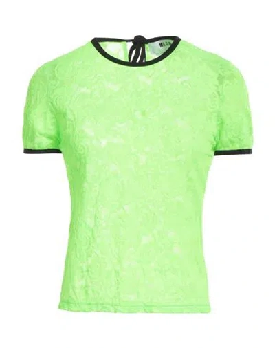 Msgm Woman Top Acid Green Size 4 Polyamide, Elastane