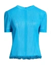 Msgm Woman Top Azure Size 6 Polyester, Elastane In Blue