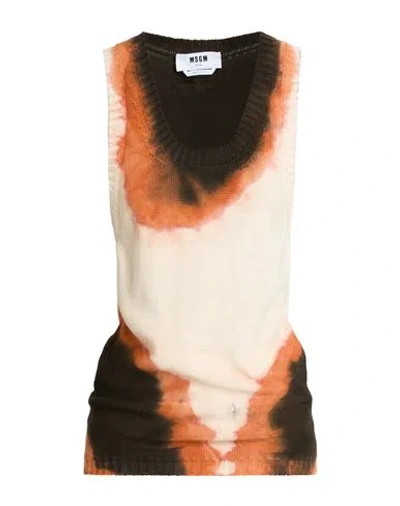 Msgm Woman Top Beige Size M Cotton In Multi