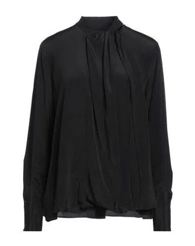 Msgm Woman Top Black Size 4 Acetate, Silk