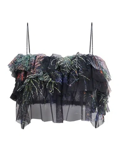 Msgm Woman Top Black Size 4 Polyamide, Elastane