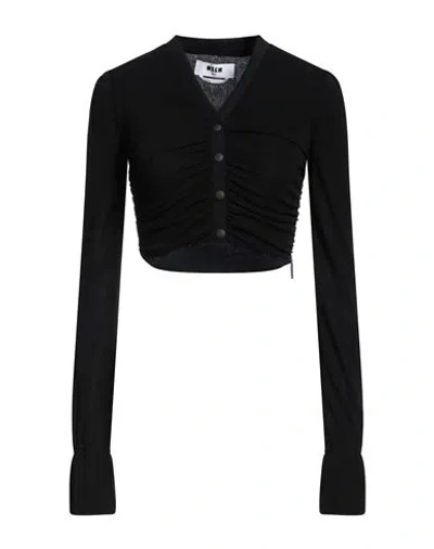 Msgm Woman Top Black Size 4 Viscose