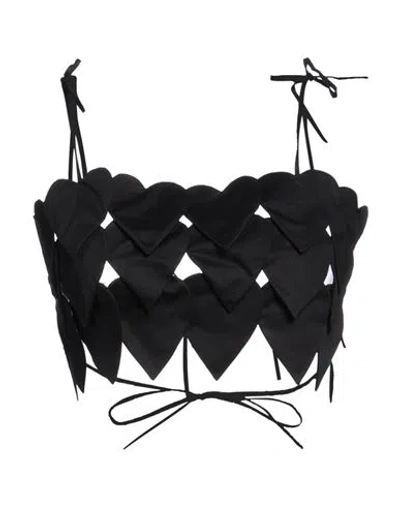 Msgm Woman Top Black Size 6 Cotton In Black