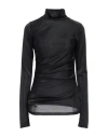 Msgm Woman Top Black Size 2 Polyamide, Metallic Fiber