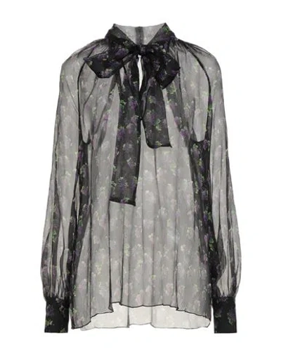 Msgm Woman Top Black Size 6 Silk