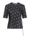 Msgm Woman Top Black Size 6 Viscose In Animal Print