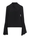 Msgm Woman Top Black Size 8 Acetate, Silk In Black
