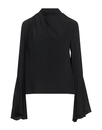 Msgm Woman Top Black Size 8 Acetate, Silk