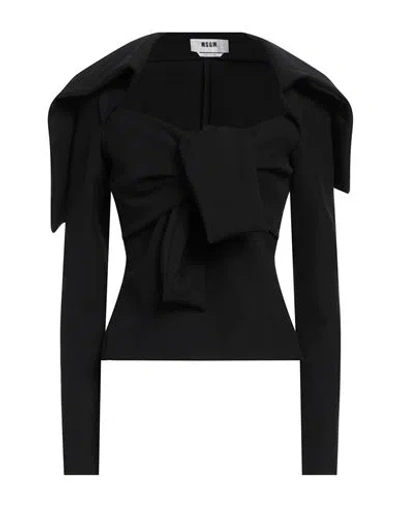 Msgm Woman Top Black Size 6 Polyester, Elastane