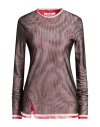 Msgm Crew Neck Blouse With Side Slit In Tech Fabric Woman In Multi