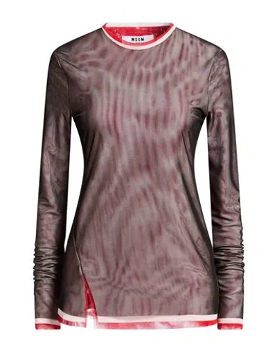 MSGM MSGM WOMAN TOP BLACK SIZE 8 POLYESTER, ELASTANE