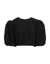 Msgm Black Cropped Blouse In Black