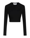 Msgm Cropped Black T-shirt In Black