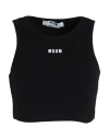 Msgm Logo-embroidered Cropped Top In Black