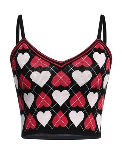 Msgm Woman Top Black Size S Viscose, Polyester