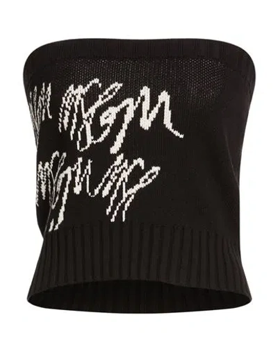 Msgm Woman Top Black Size S Cotton In Brown