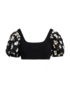 Msgm Woman Top Black Size S Cotton