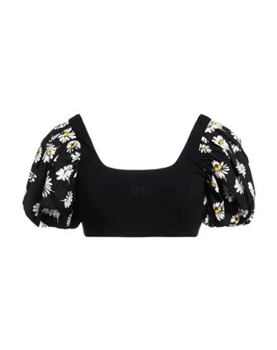 Msgm Woman Top Black Size S Cotton
