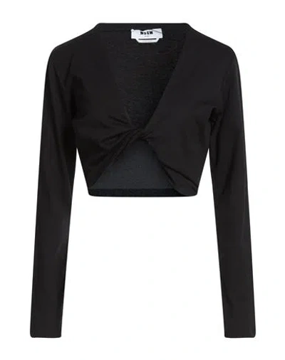 Msgm Woman Top Black Size S Cotton In Multi