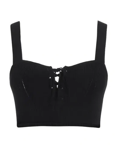 Msgm Woman Top Black Size S Viscose, Polyester
