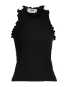 Msgm Woman Top Black Size Xl Cotton, Elastane In Black