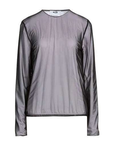 Msgm Woman Top Black Size Xl Cotton, Elastane, Polyester