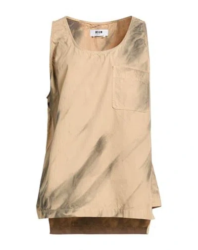 Msgm Woman Top Camel Size M Cotton In Neutral