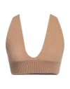 Msgm Woman Top Camel Size S Wool, Cashmere In Beige
