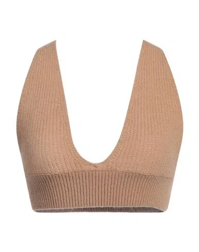 Msgm Woman Top Camel Size S Wool, Cashmere In Brown