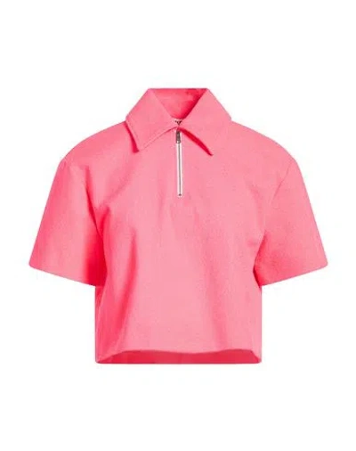 Msgm Woman Top Fuchsia Size 4 Polyester, Polyamide, Acrylic, Cotton In Pink