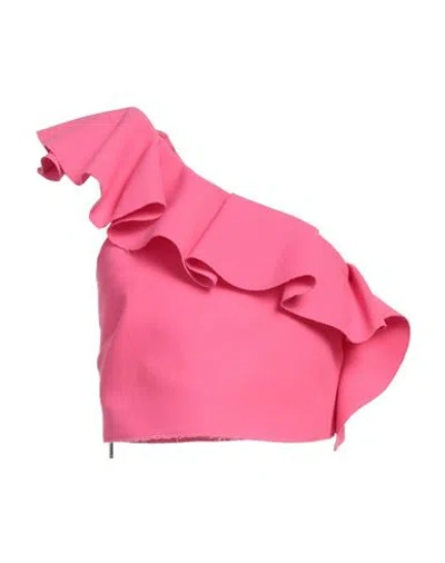 Msgm Woman Top Fuchsia Size 6 Polyester, Viscose, Elastane In Pink