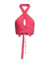 Msgm Woman Top Fuchsia Size L Viscose, Polyester In Pink