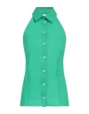 Msgm Woman Shirt Green Size 4 Cotton In Green