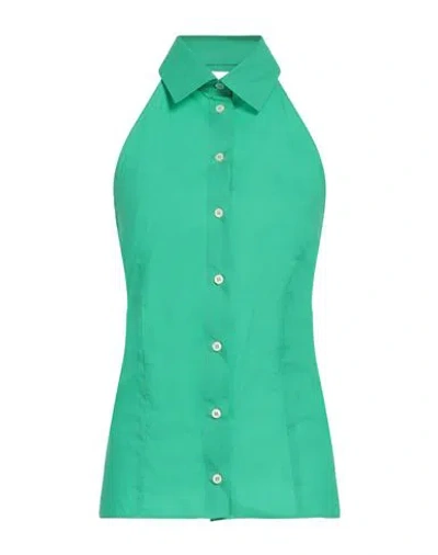 Msgm Woman Top Green Size 8 Cotton