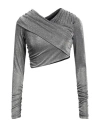 Msgm Woman Top Grey Size 4 Polyamide, Metallic Fiber In Grey
