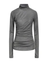 Msgm Glittery Gathered High-neck T-shirt In Grey