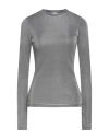 Msgm Woman Top Gunmetal Size 8 Polyamide, Metallic Fiber In Gray