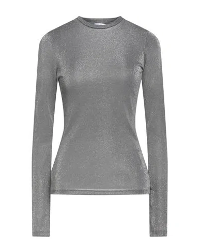 Msgm Woman Top Gunmetal Size 8 Polyamide, Metallic Fiber In Gray