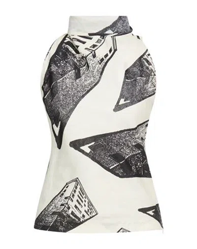 Msgm Woman Top Ivory Size 4 Linen, Cotton In Neutral